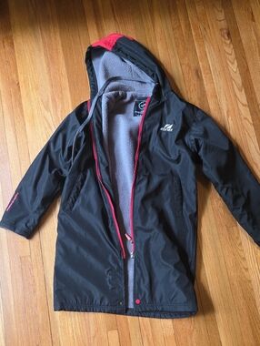 Kids' Black & Pink Hooded Swim Parka